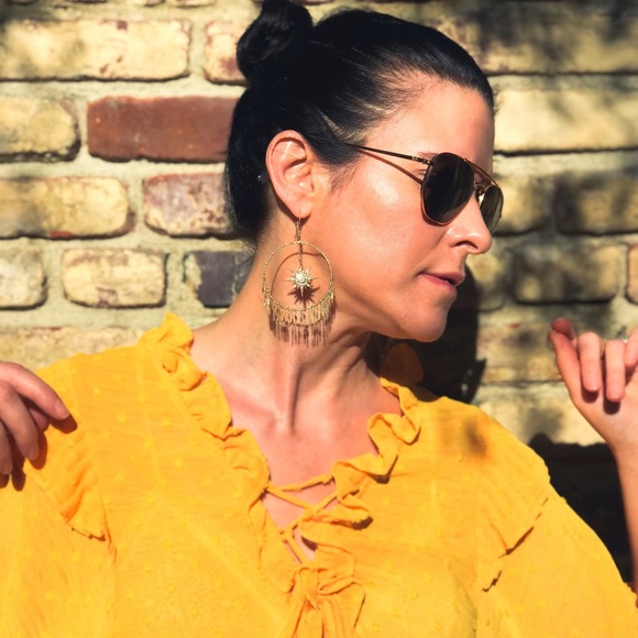 ANTHROPOLOGIE Yellow Dot Ruffle Blouse Small - Picture 15 of 15